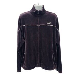 Vintage Puma Mens XXL Track Jacket Velour Brown Zipper Long Sleeve Logo Retro